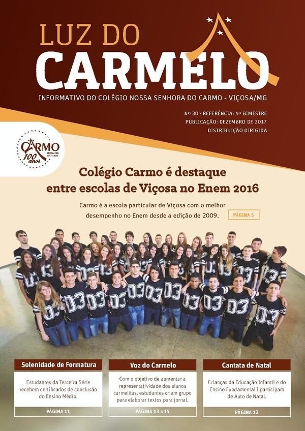 Capa do Luz do Carmelo nº 30, Dezembro de 2017