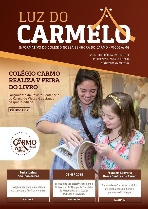 Capa do Luz do Carmelo nº 32, Agosto de 2018