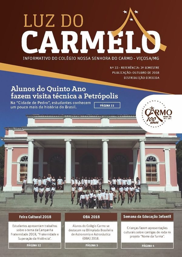 Capa do Luz do Carmelo nº 33, Outubro de 2018