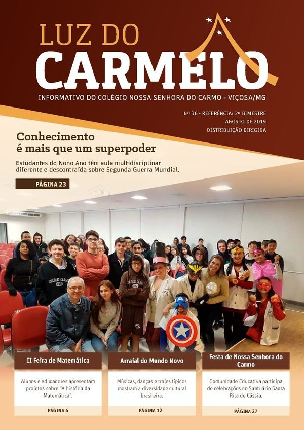 Capa do Luz do Carmelo nº 36, Agosto de 2019