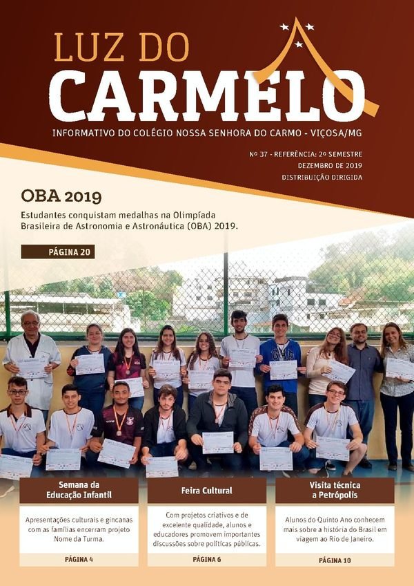 Capa do Luz do Carmelo nº 37, Dezembro de 2019