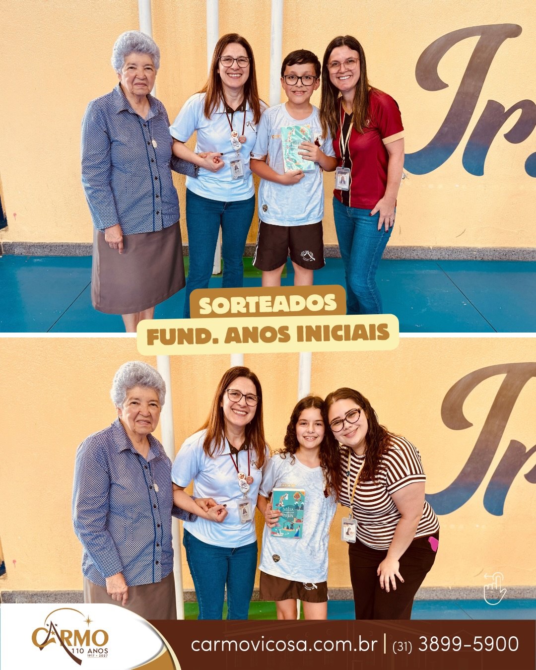 Educadoras entregam a Bíblia a alunos sorteados dos Anos Iniciais